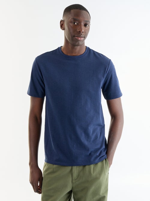 T-shirt uni pour homme à col rond - Kiabi