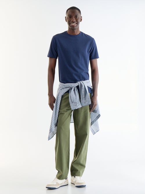 T-shirt uni pour homme à col rond - Kiabi