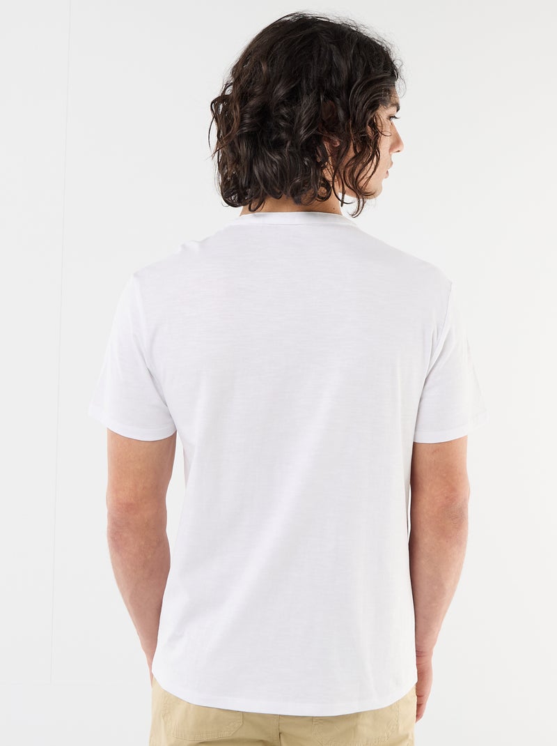 T-shirt uni pour homme à col tunisien Blanc - Kiabi