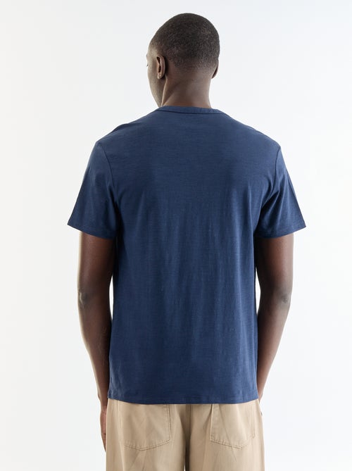 T-shirt uni pour homme à col tunisien - Kiabi
