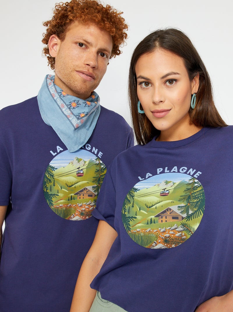 T-shirt unisexe 'La Plagne' en jersey Bleu - Kiabi