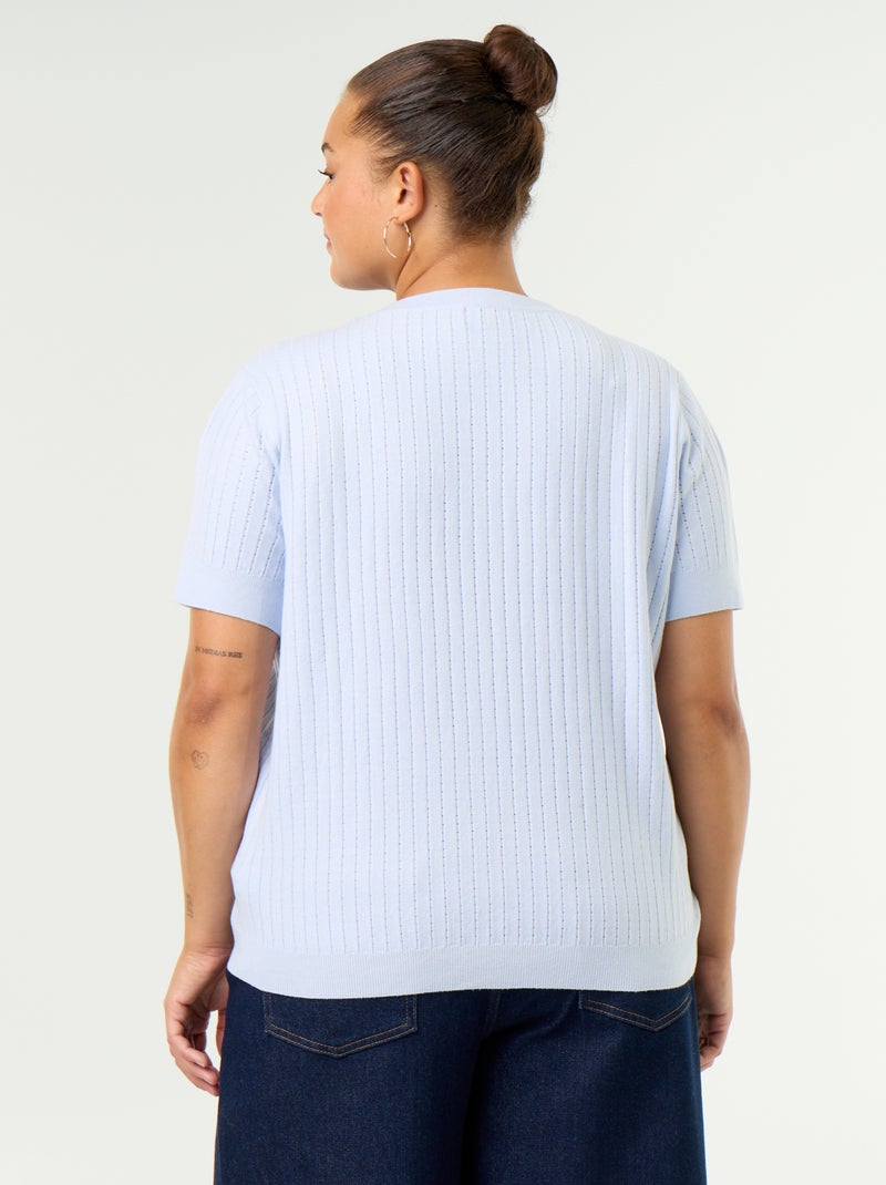 T-shirt van ajourbreisel Blauw - Kiabi
