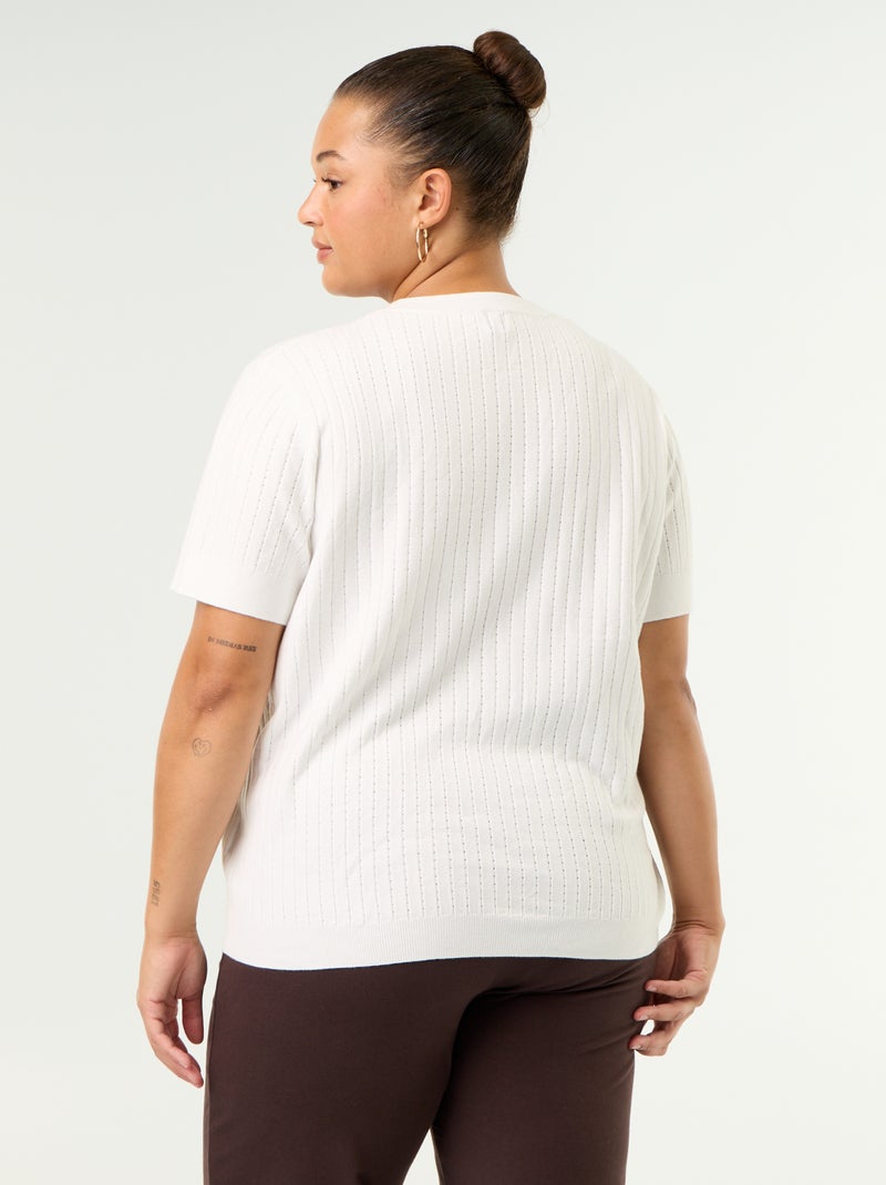 T-shirt van ajourbreisel Wit - Kiabi