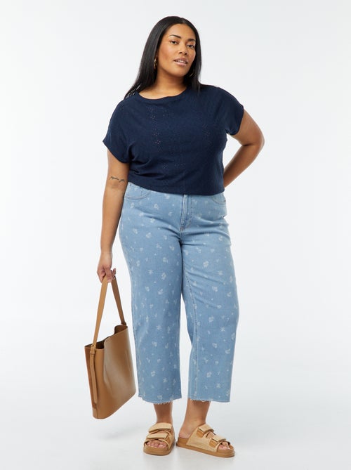 T-shirt van ajourtricot met korte mouwen - Kiabi