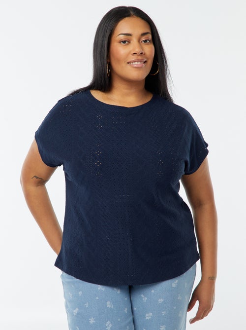 T-shirt van ajourtricot met korte mouwen - Kiabi