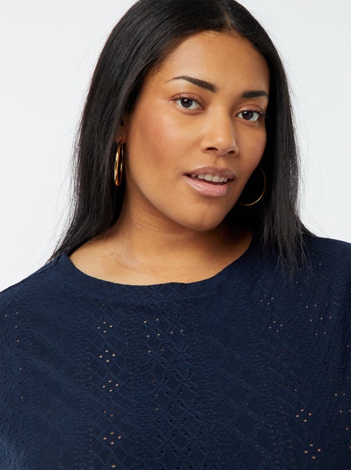 T-shirt van ajourtricot met korte mouwen - Kiabi