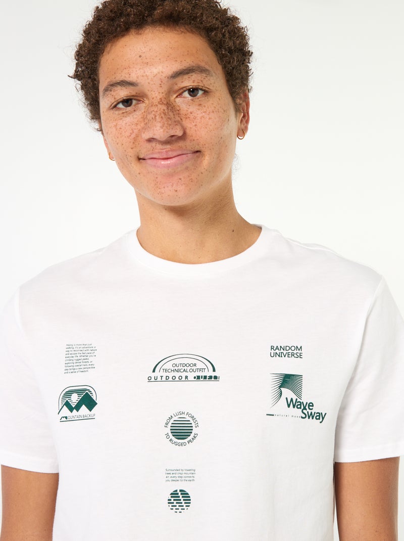 T-shirt van bedrukt katoen met korte mouwen Wit - Kiabi