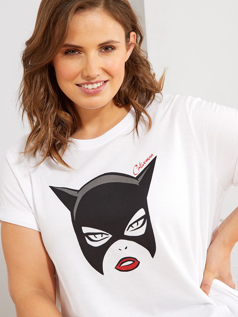 T-shirt van ‘Catwoman’ wit - Kiabi
