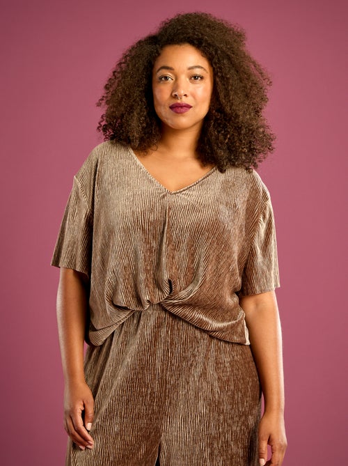 T-shirt van corduroy met korte mouwen - Kiabi