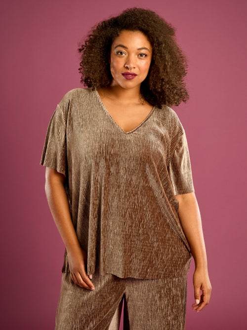 T-shirt van corduroy met korte mouwen - Kiabi