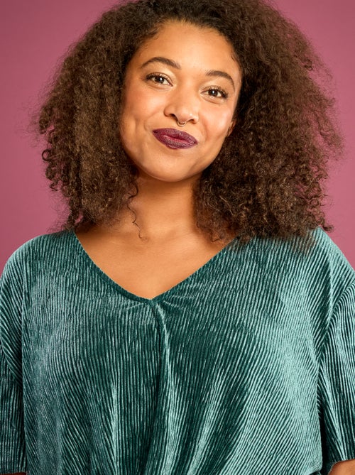 T-shirt van corduroy met korte mouwen - Kiabi