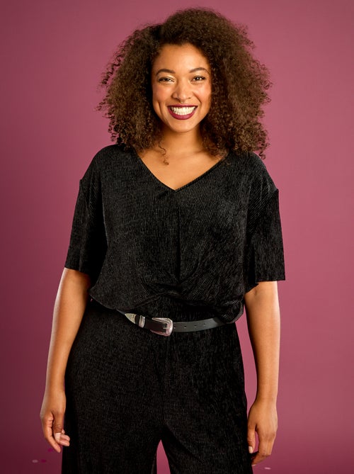 T-shirt van corduroy met korte mouwen - Kiabi