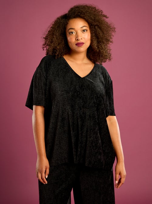 T-shirt van corduroy met korte mouwen - Kiabi