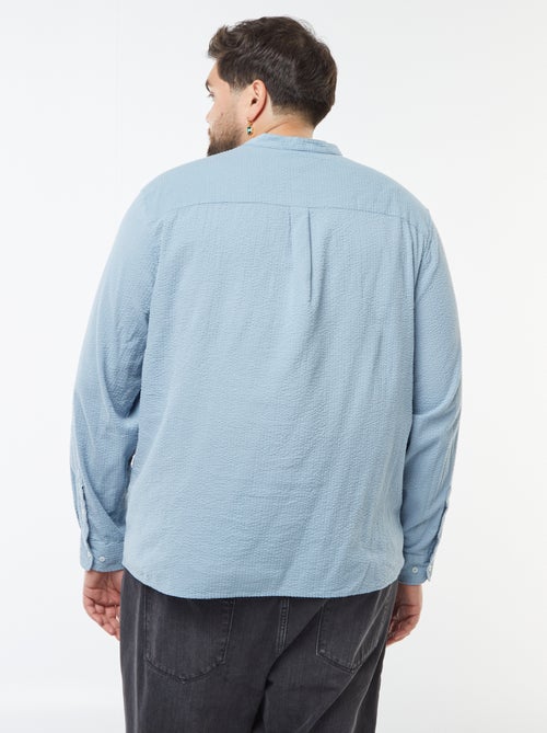 T-shirt van crêpe-achtige stof met tuniekhals - Kiabi