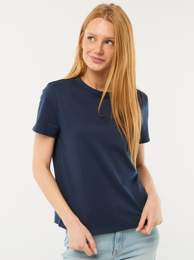 T-shirt van dik katoen Blauw - Kiabi