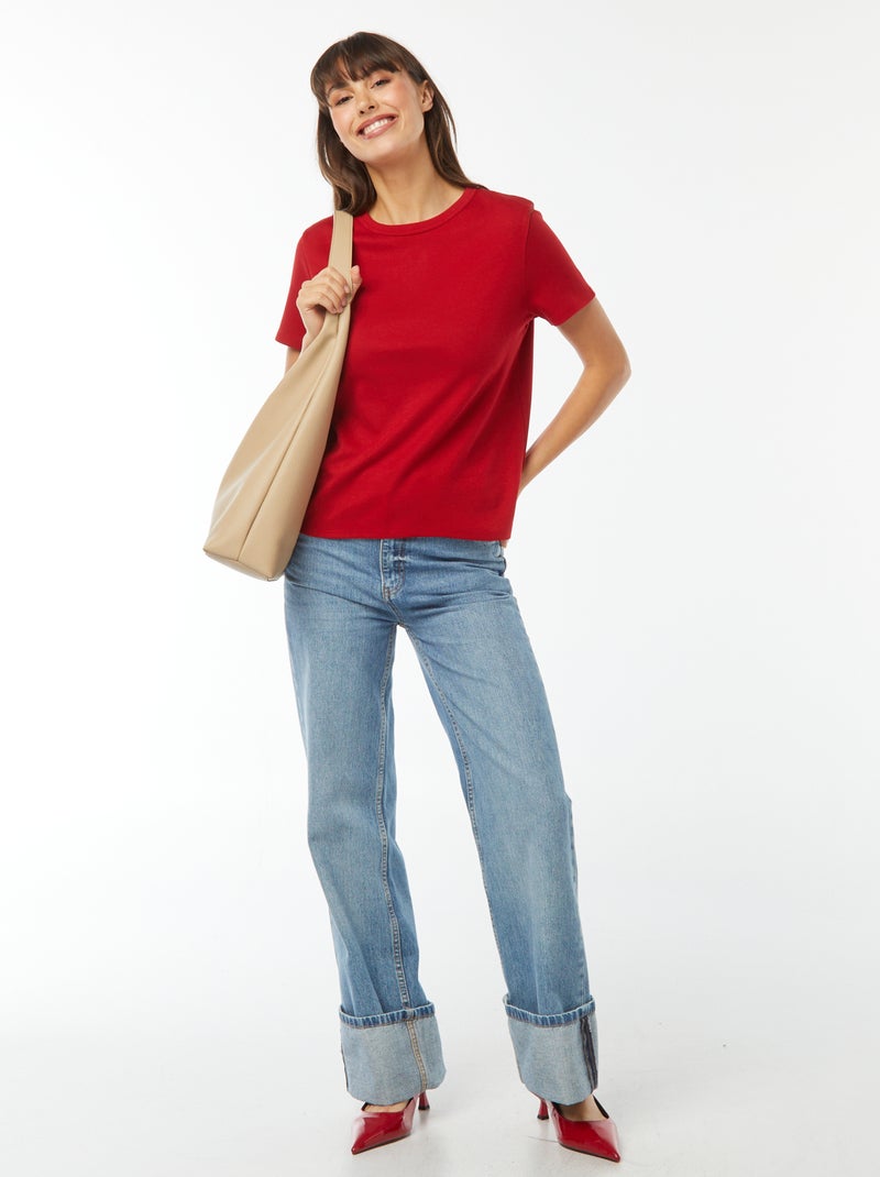 T-shirt van dik katoen Rood - Kiabi