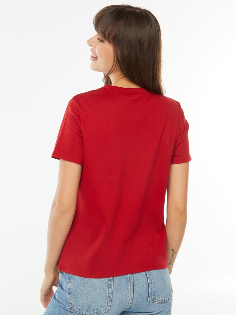T-shirt van dik katoen Rood - Kiabi