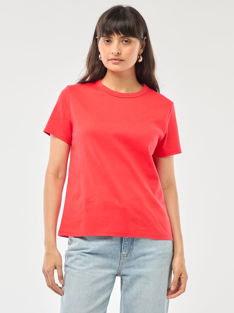 T-shirt van dik katoen Rood - Kiabi