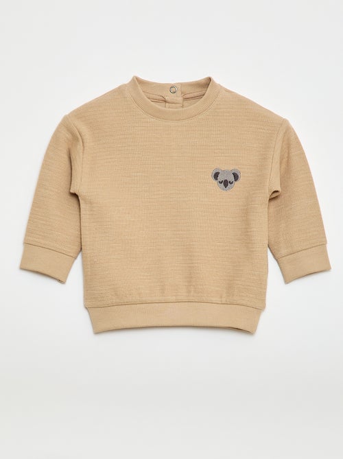 T-shirt van dikke stof met geborduurd diertje - Kiabi