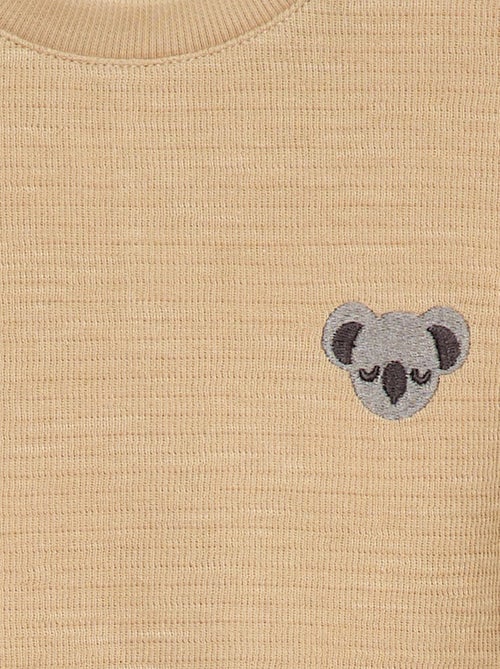 T-shirt van dikke stof met geborduurd diertje - Kiabi