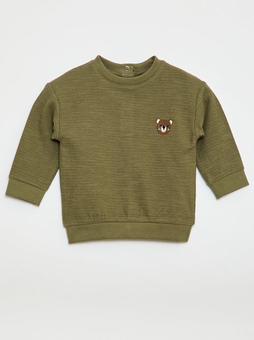 T-shirt van dikke stof met geborduurd diertje - Kiabi