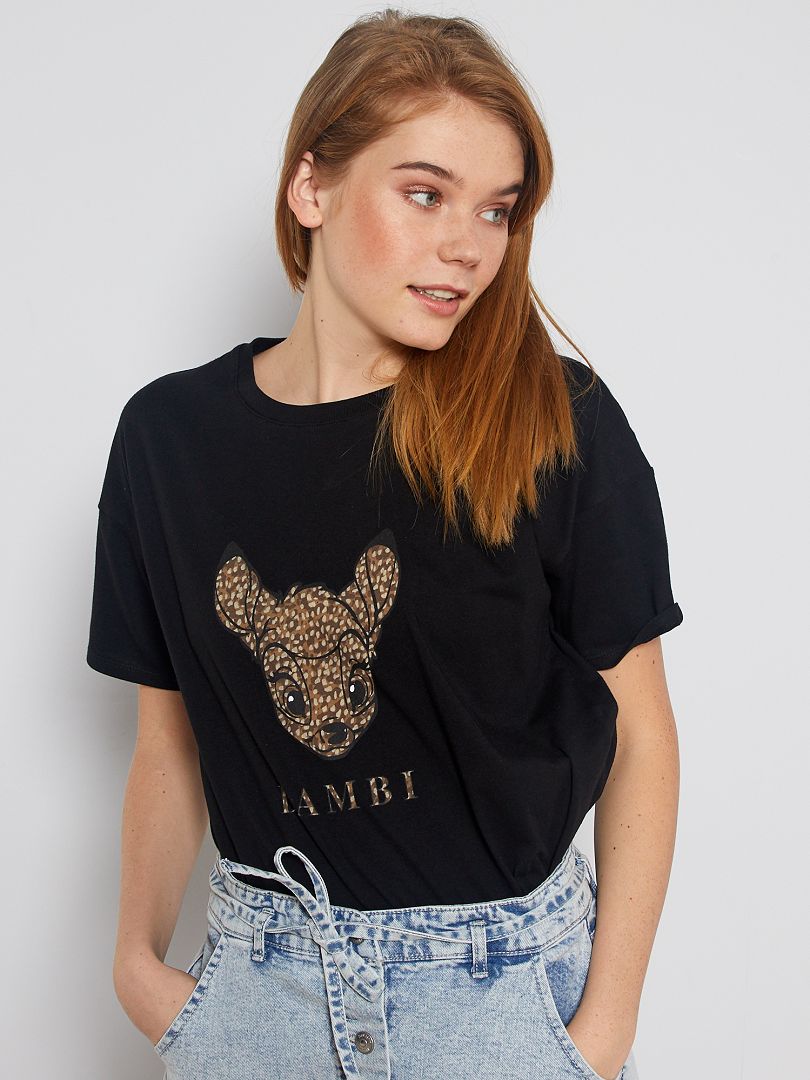 T-shirt van ‘Disney’ 'Bambi' ZWART - Kiabi