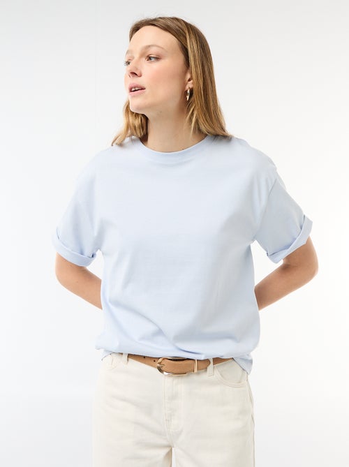 T-shirt van effen jersey met korte mouwen - Kiabi