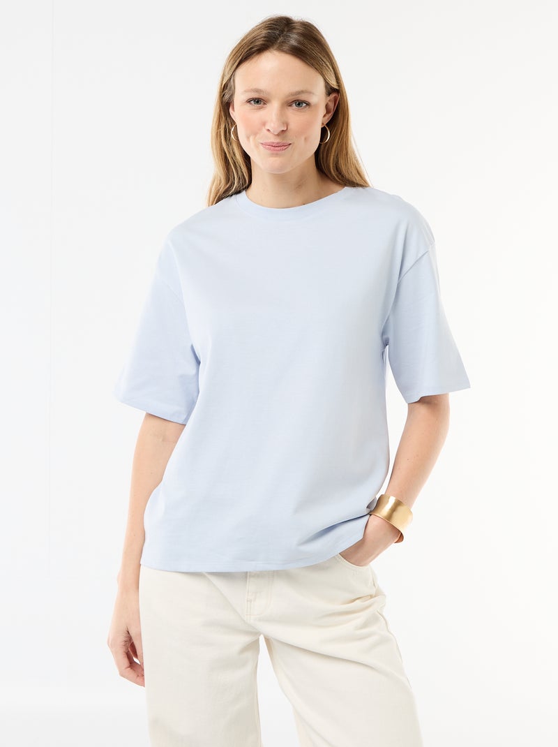 T-shirt van effen jersey met korte mouwen Blauw - Kiabi