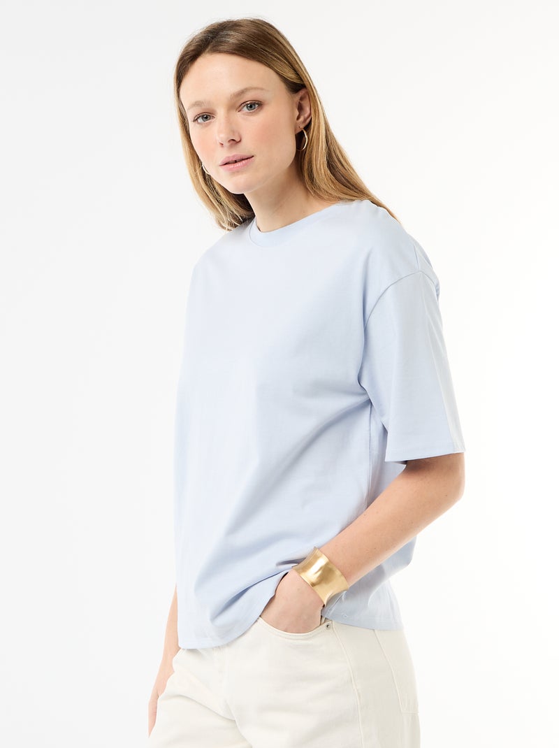 T-shirt van effen jersey met korte mouwen Blauw - Kiabi