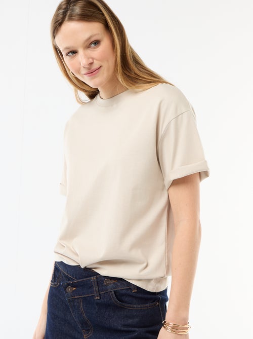 T-shirt van effen jersey met korte mouwen - Kiabi