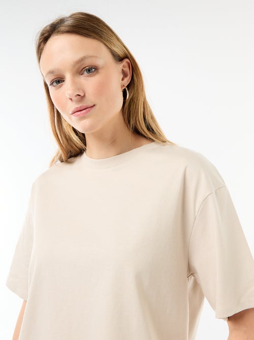 T-shirt van effen jersey met korte mouwen - Kiabi