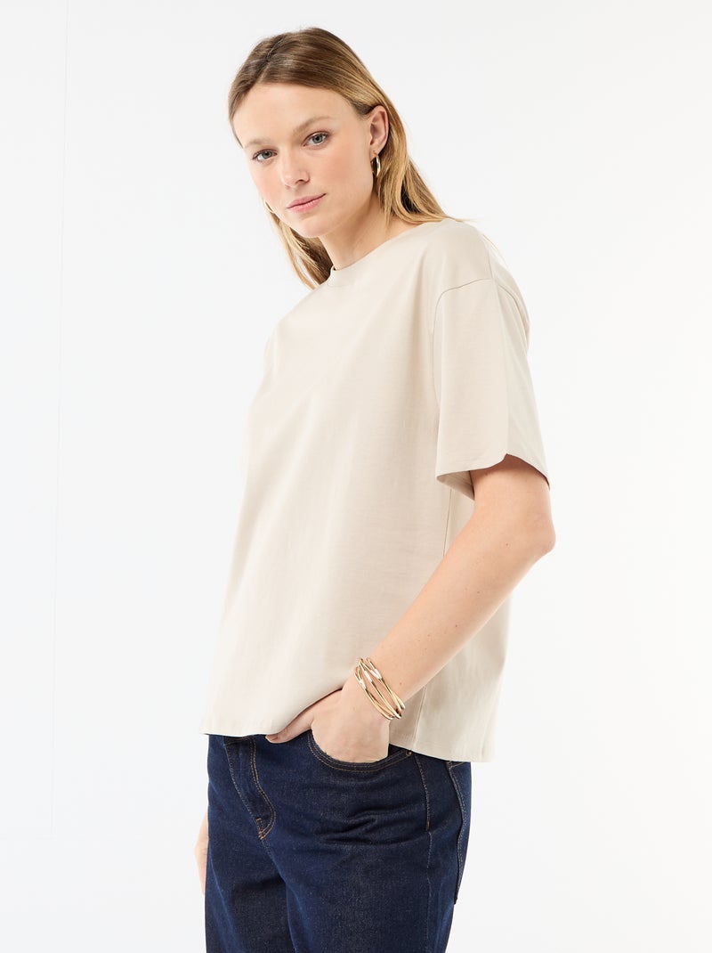 T-shirt van effen jersey met korte mouwen Grijs - Kiabi