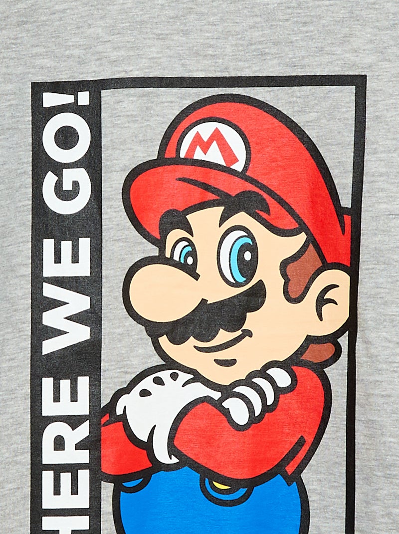 T-shirt van effen katoen 'Nintendo' 'Mario' Grijs - Kiabi
