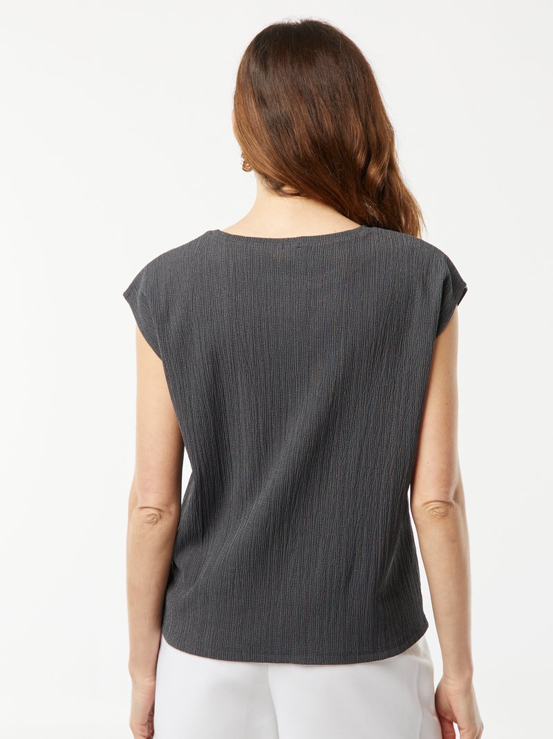 T-shirt van fantasiestof met vleermuismouwen GRIJS - Kiabi