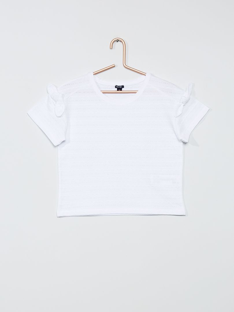 T-shirt van fantasietricot wit - Kiabi