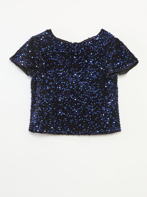 T-shirt van fluweel met pailletten - Kiabi