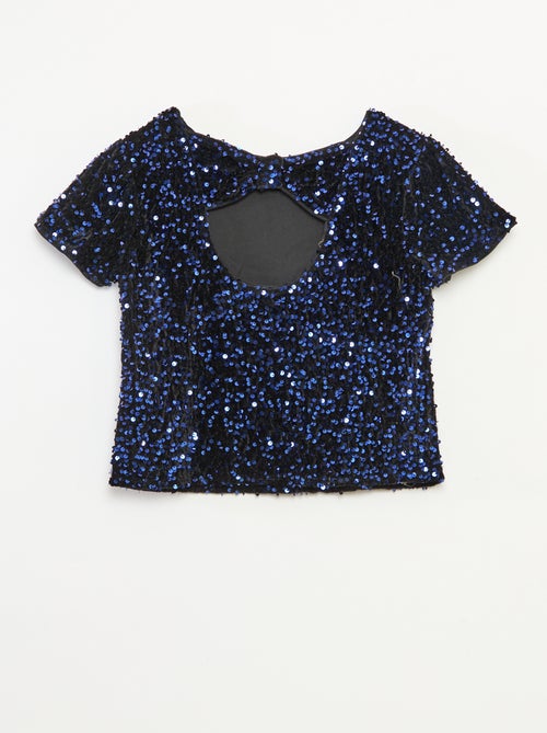 T-shirt van fluweel met pailletten - Kiabi