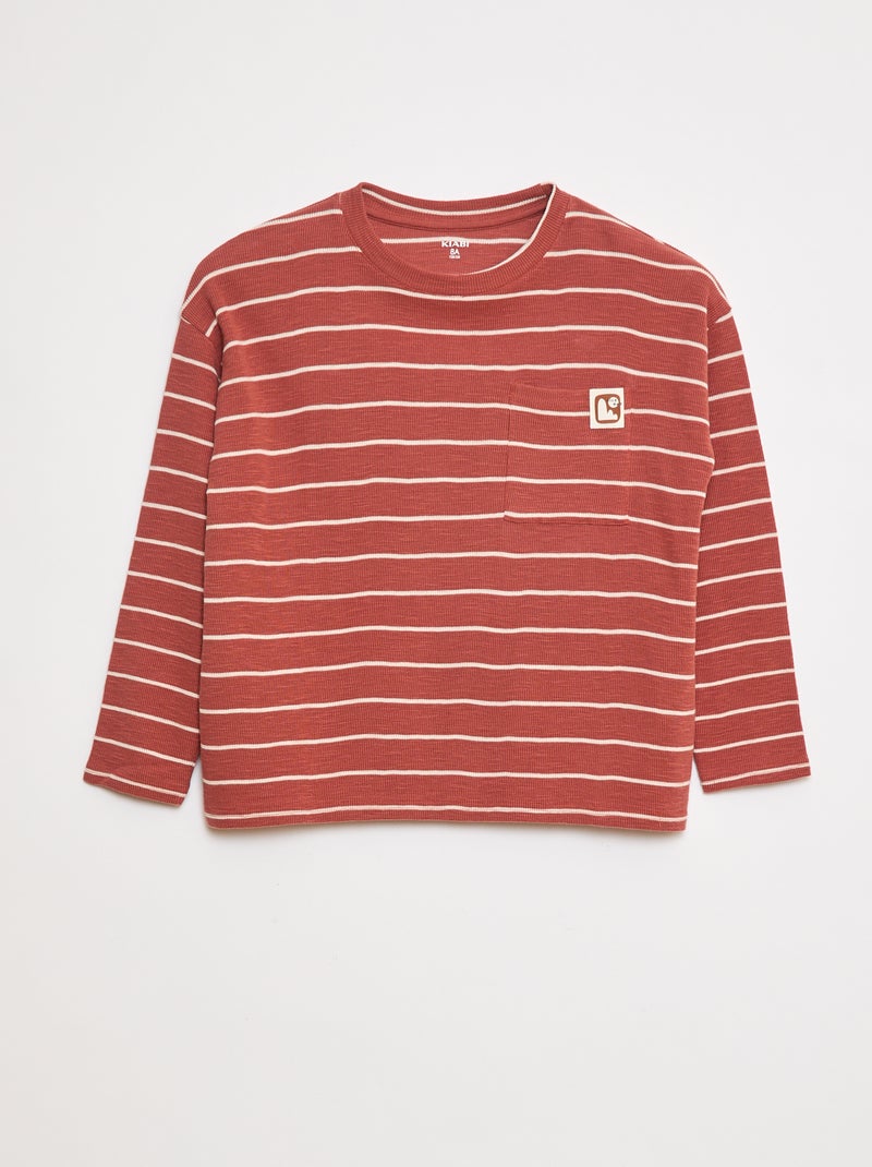 T-shirt van gestreepte tricot Rood - Kiabi