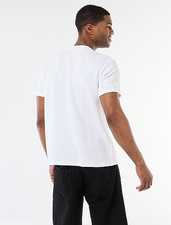 T-shirt van gewafelde katoen met korte mouwen