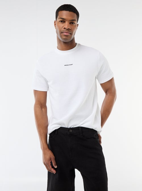 T-shirt van gewafelde katoen met korte mouwen - Kiabi