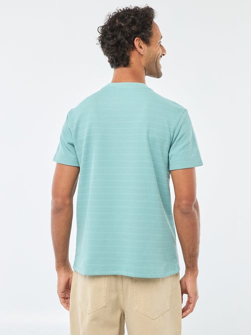 T-shirt van gewafelde stof met korte mouwen - Kiabi