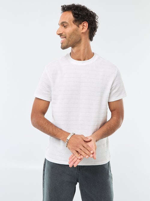 T-shirt van gewafelde stof met korte mouwen - Kiabi