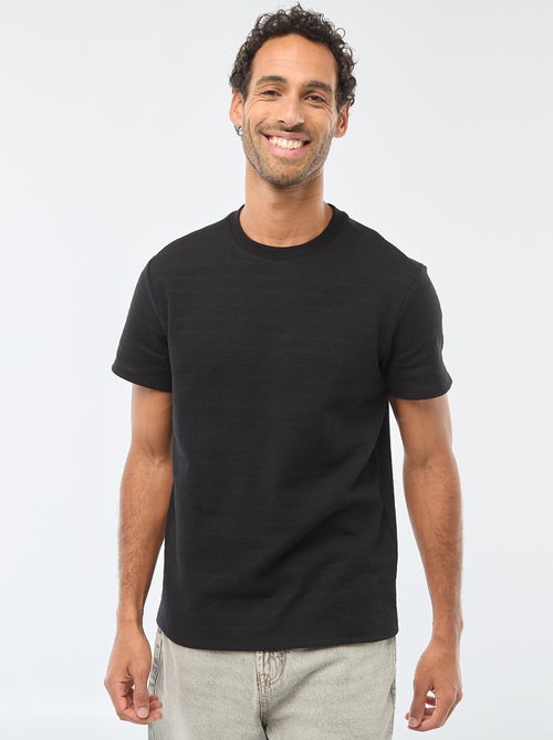 T-shirt van gewafelde stof met korte mouwen - Kiabi