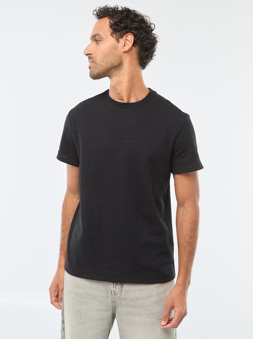 T-shirt van gewafelde stof met korte mouwen - Kiabi