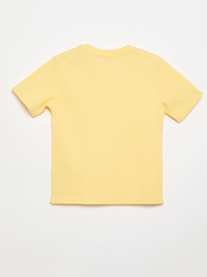 T-shirt van gewafelde stof Wit - Kiabi