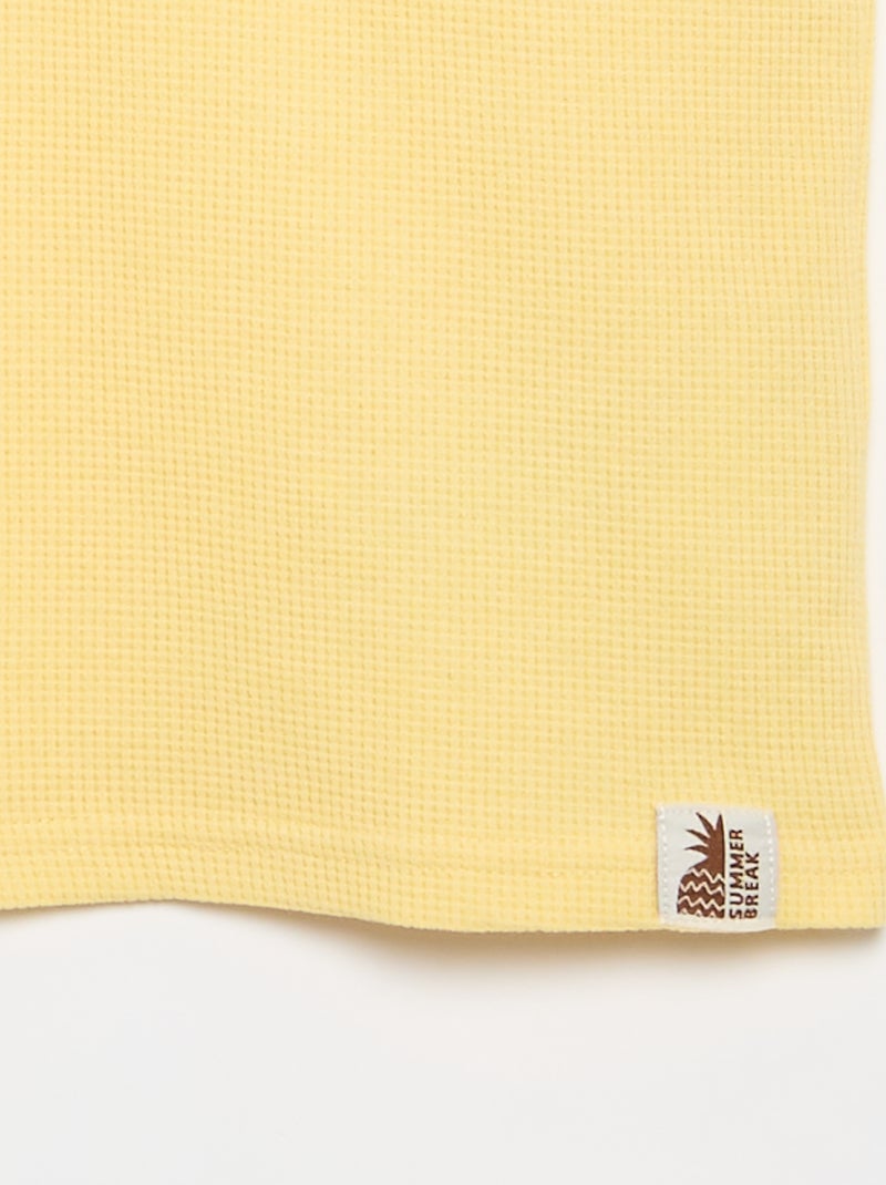 T-shirt van gewafelde stof Wit - Kiabi