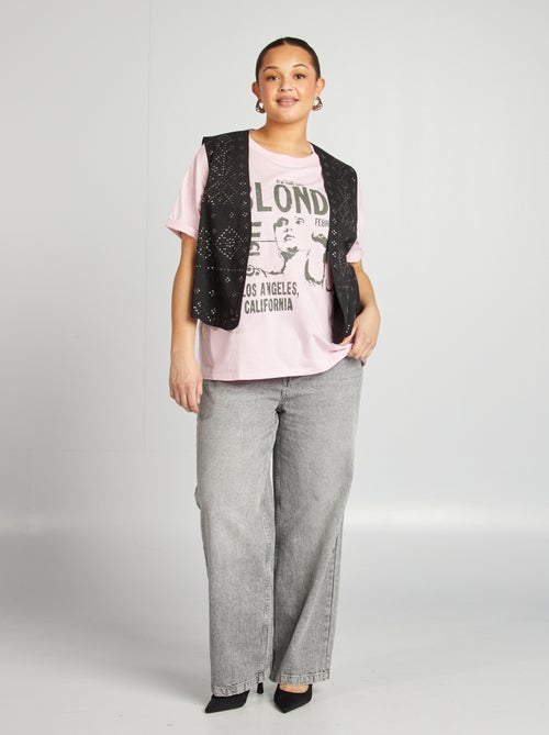 T-shirt van jersey met Blondie-print en korte mouw - Kiabi