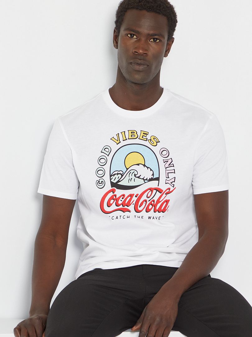T-shirt van jersey met Coca-Cola-print wit - Kiabi