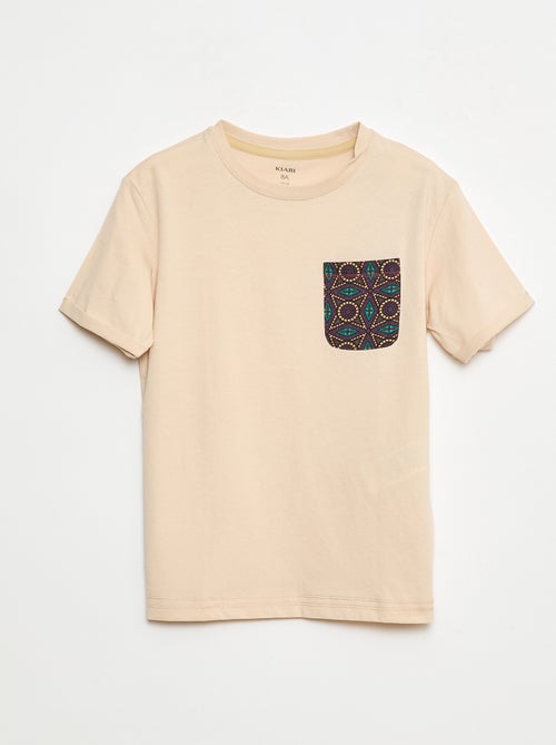 T-shirt van jersey met een borstzakje met motiefje - Kiabi