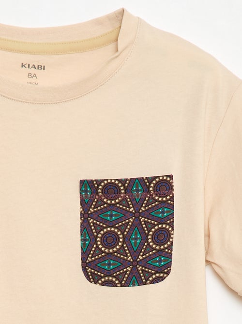 T-shirt van jersey met een borstzakje met motiefje - Kiabi